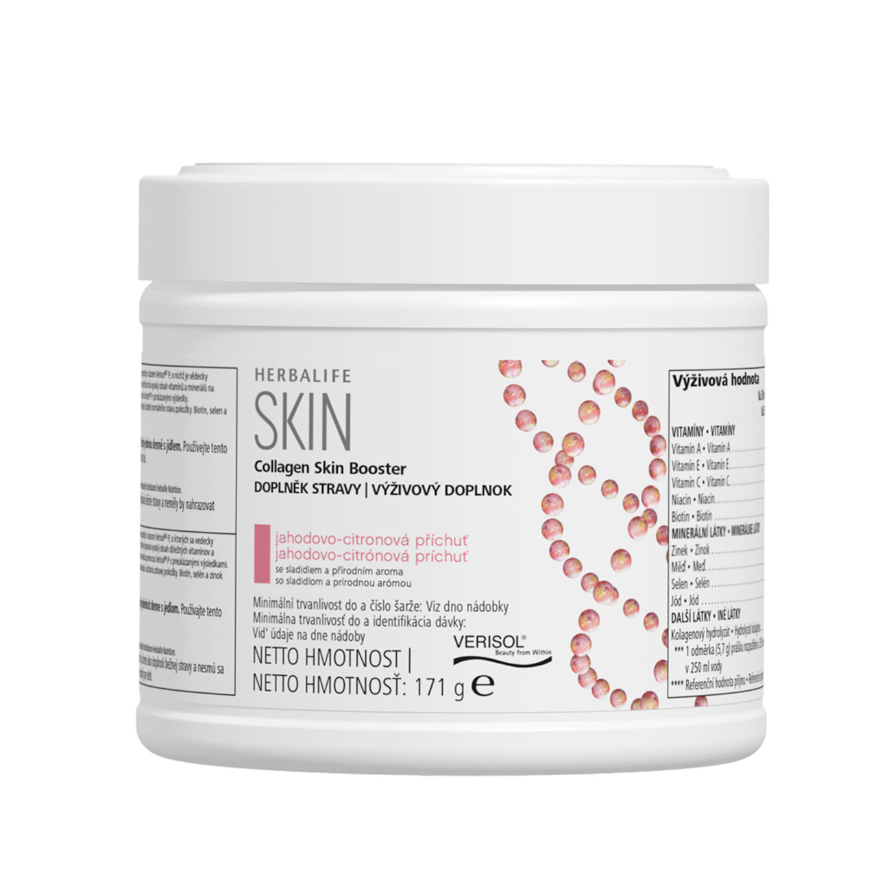 Herbalife Collagen Skin Booster Výživový doplnok s jahodovo-citrónovou príchuťou 171g